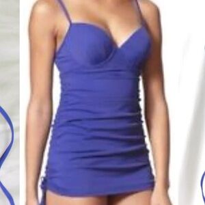 Assets Spanx Shirred Underwire Power Swimsuit One Piece Blue Size XLARGE